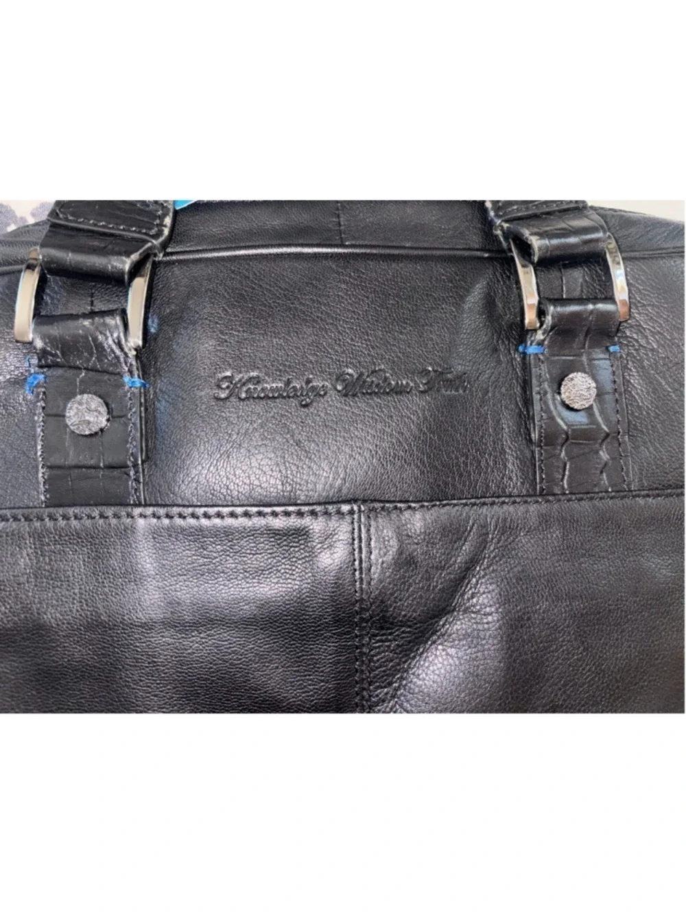 Robert Graham Quiet Luxury Mens Briefcase Laptop Messenger Bag in Black Leather